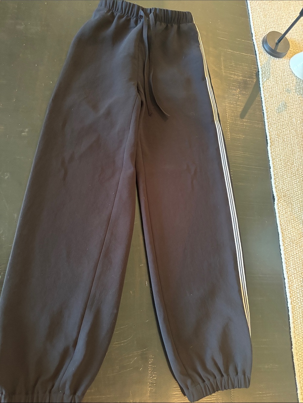 Aritzia Women’s Black Pants with White Side Stripes
